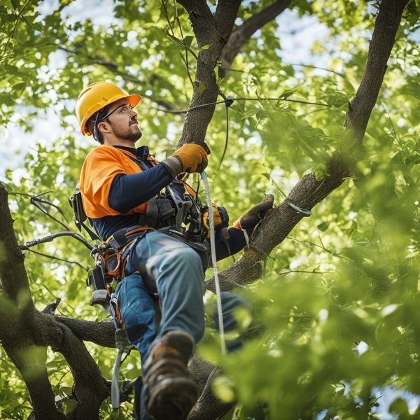 Boise ID Tree Service worker on tree